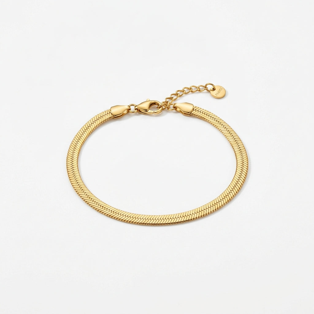 Bracelet Chaîne Maille Serpent Plate Dorée - Le petit truc d’Orely