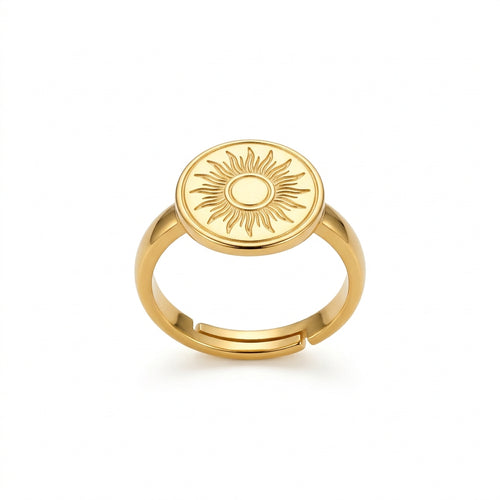 Bague Ajustable Médaille Solaire Dorée - Le petit truc d’Orely