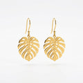 Boucles d'Oreilles Pendantes Feuilles Tropicales Dorées - Le petit truc d’Orely