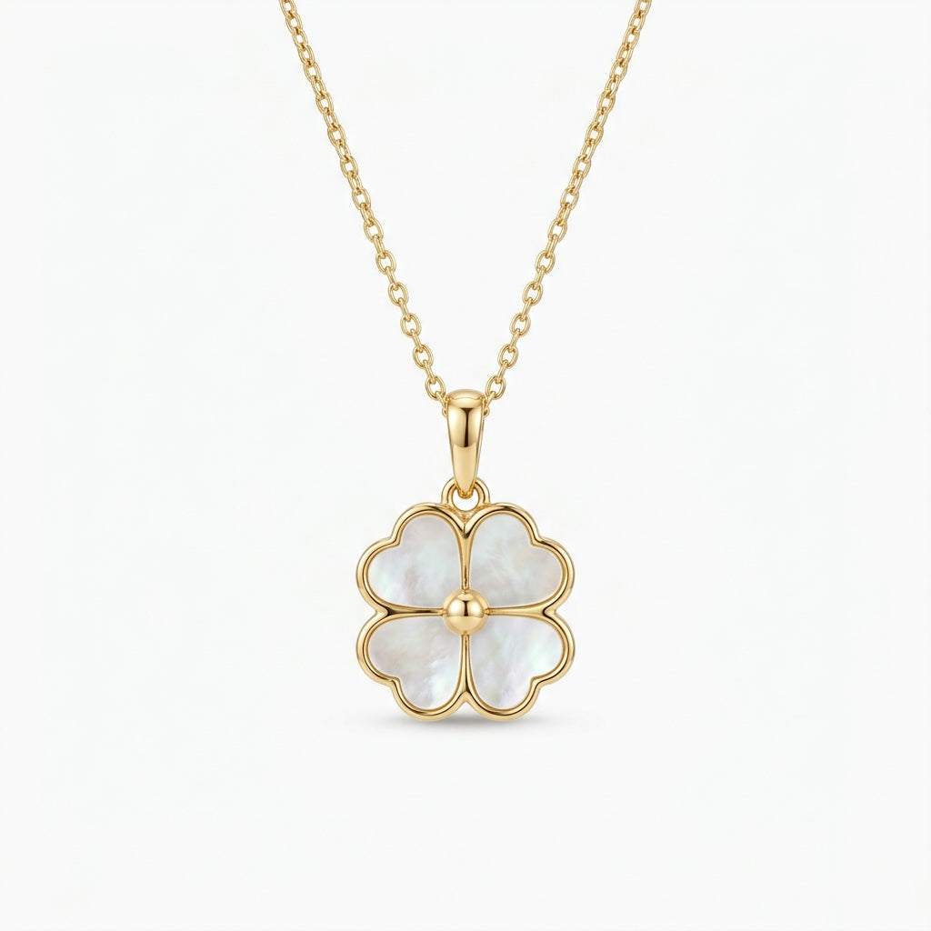 Collier Pendentif Trèfle Nacre & Or Fin - Le petit truc d’Orely